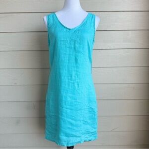 Cynthia Rowley Linen‎ Shift Dress Turquoise Sleeveless Size 6